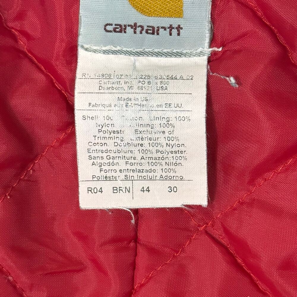 Vintage Carhartt Duck Canvas Insulated Bib Overalls Brown USA Made Quilted Lined - Picture 3 of 8